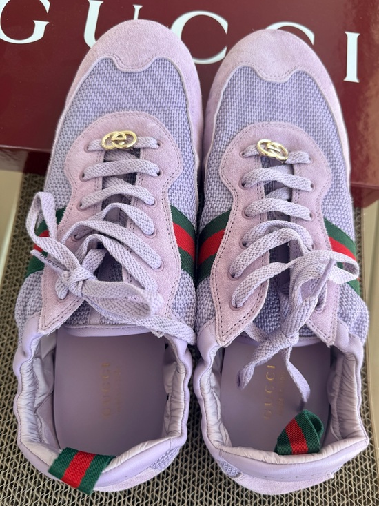 Gucci Shoes - Gucci Women’s Shift Sneaker Lavender with Green-Red Gold GG Sz 11 Worn twice